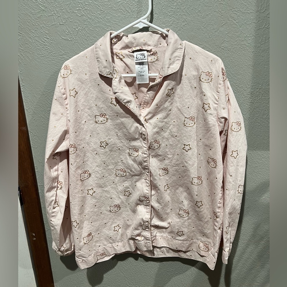 Sanrio Hello Kitty Pink Pajama Top Pottery Barn 100% Cotton Oversized